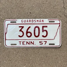 1957 Tennessee National Guard License Plate Auto Tag Garage Decor Vintage 3605