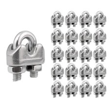 1/4 Inch M6 Stainless Steel Wire Rope Cable Clip Clamp Pack of 20