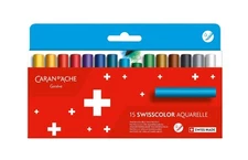 Caran d'Ache Swisscolor Water Soluble Wax Pastels Set of 15 Colourful Crayons