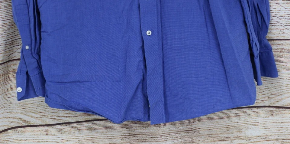 Mens Size 17 37 Tall Button Up Long Sleeve Shirt Blue - Image 4 of 4