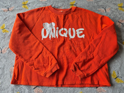 Mädchen River Island Sweatshirt Orange Unikat 13-14 Cropped Herz Tanz Gym Top