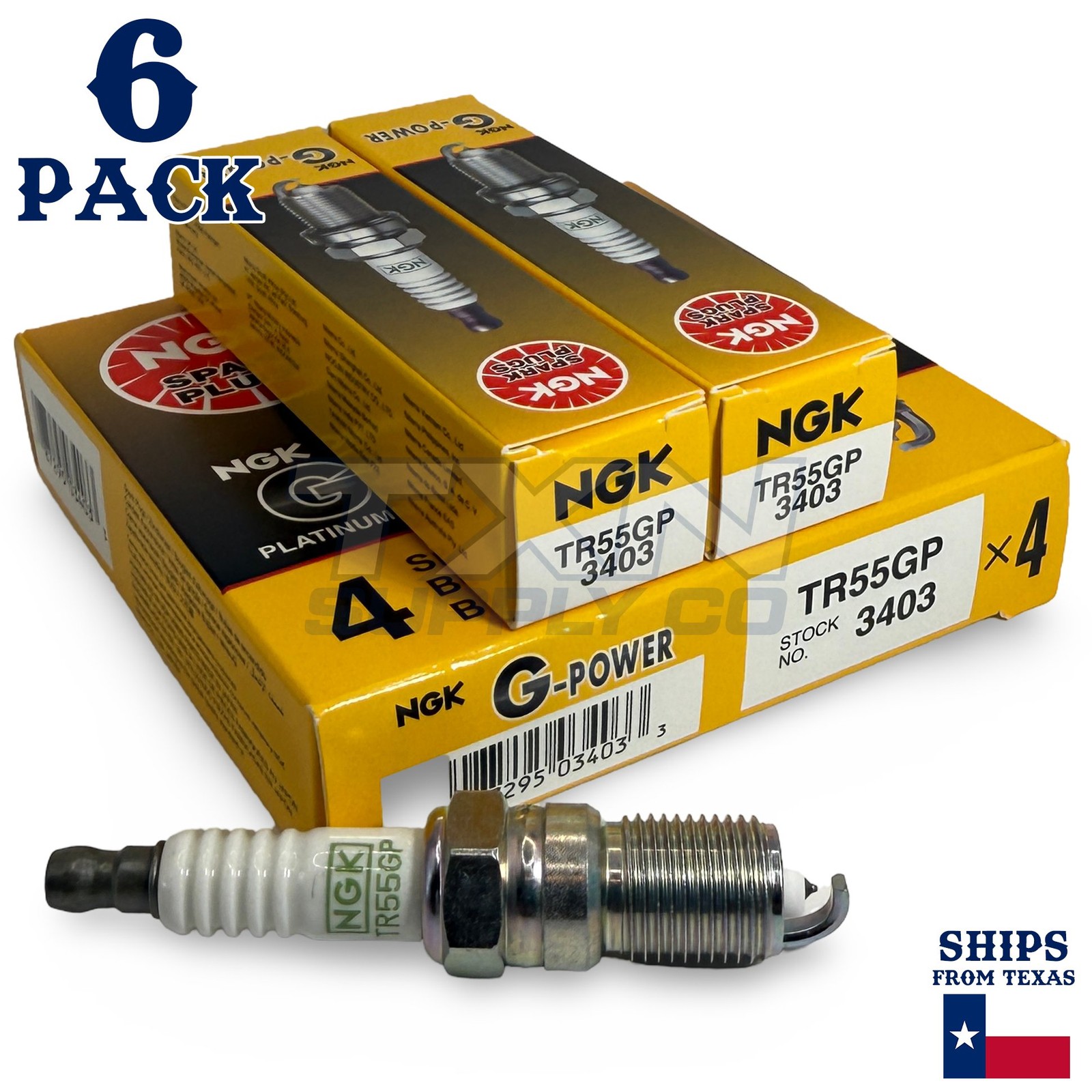 6 Pack NGK G-Power 3403 Spark Plugs TR55GP
