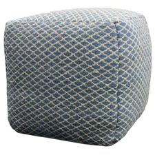 Lia 18" Pouf Upholstered in Soft Blue Fabric