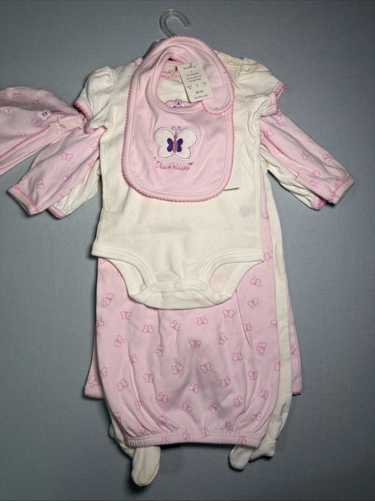 Baby Girl Clothes Just One Year Carter's 6 Piece 0-3M Gown Butterfly & Bib