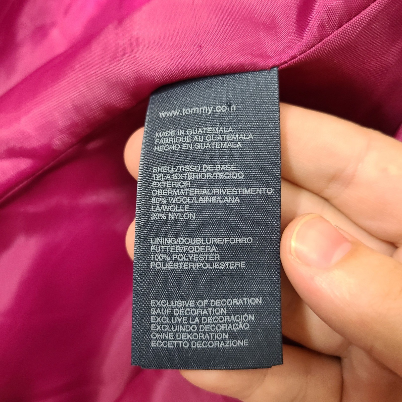 Tommy Hilfiger Pink Wool Blend Womens 8 Pea Coat Magenta Barbiecore Twee Flawed thumbnail 11