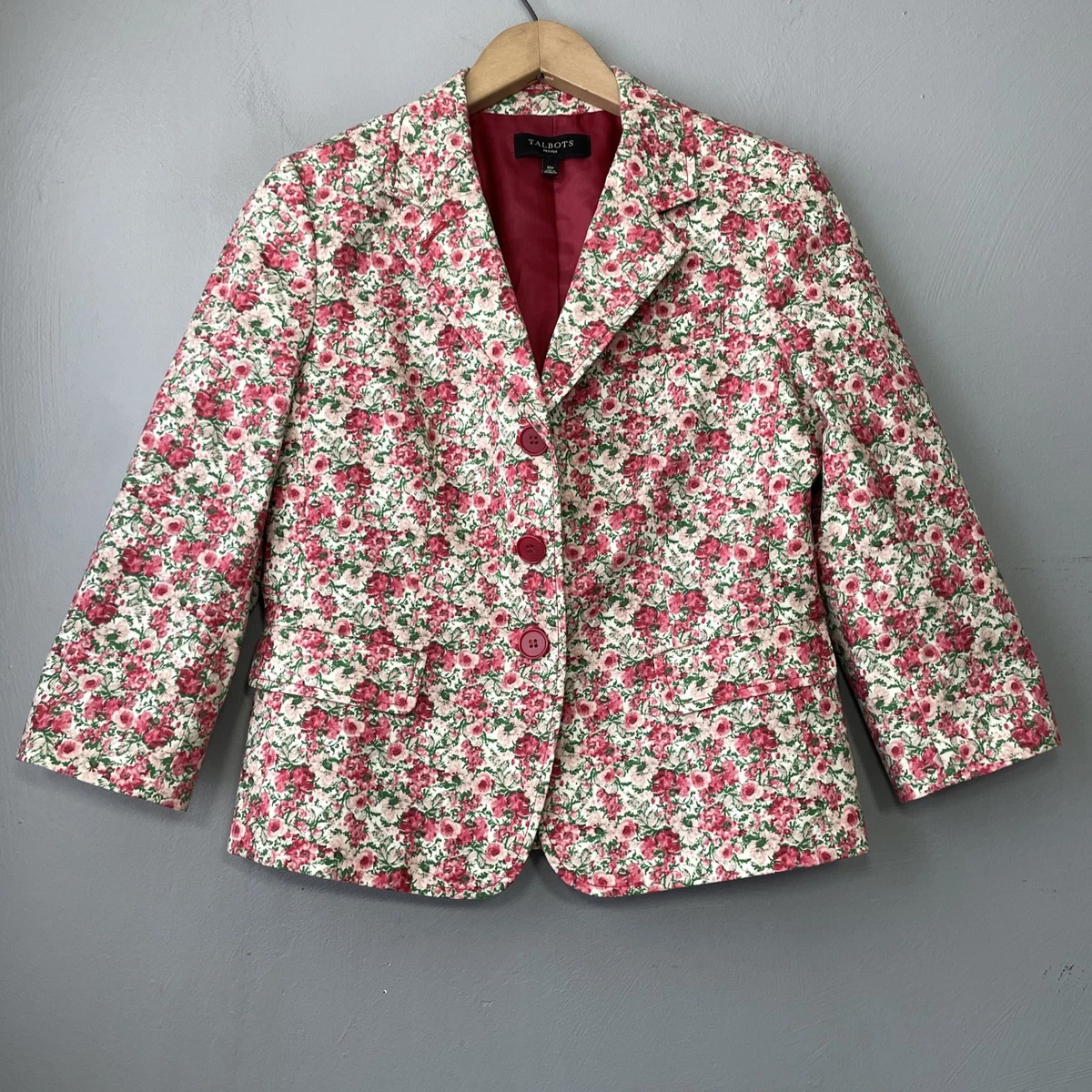 Veste Matelassée Talbots Femme Taille 6P - Motif Diamant Rose Magenta - Occasion Très Bon état