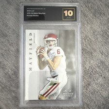 Leaf Premier Rookie Baker Mayfield PR-03 Graded 10 Football Card. rookie card picture