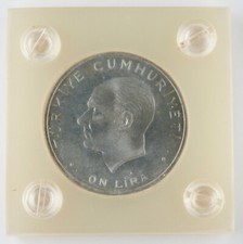 Turkey 1960 10 Lira MAY REVOLUTION 15 Gram 83% Silver Coin GEM BU KM# 894