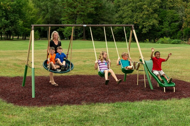 wooden swing and slide set ebay