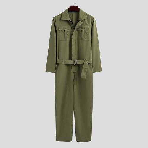 Para hombres Manga Larga Mameluco Peto Informal Cremallera Monos Pantalones Largos - Imagen 55 de 56