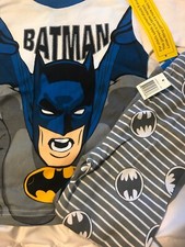 Boys S/S Pajamas Set BATMAN Black Blue Yellow New Pants Shirt Symbol Size 8 2pc