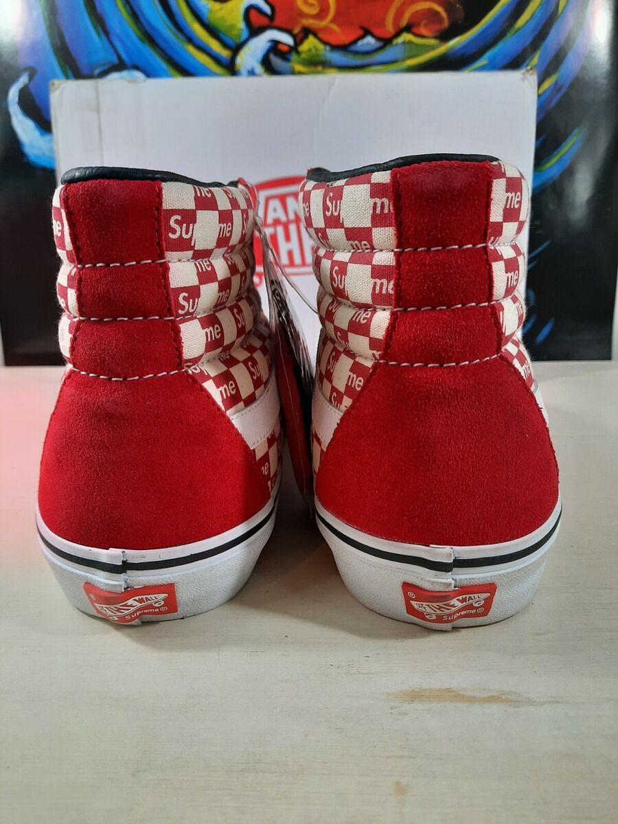 Vans Sk8-hi Reissue Pro X Supreme Red Checkerboard Rare Vans Sk8-hi Reissue Pro X Supreme Red Checkerboard Rare