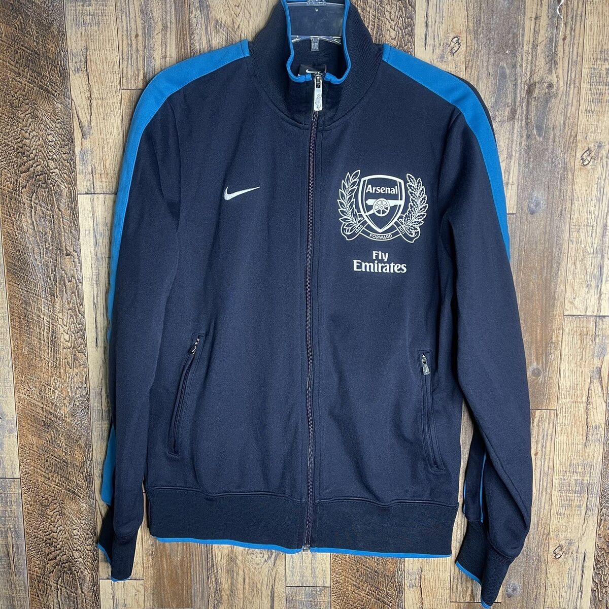 RARE ARSENAL FC FOOTBALL BLUE NAVY JACKET ORIGINAL NIKE RARE ARSENAL FC FOOTBALL BLUE NAVY JACKET ORIGINAL NIKE