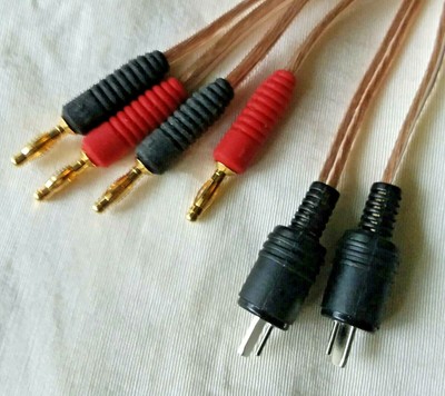 Bang & Olufsen Style Speaker Cables | 2-Pin DIN Male To Gold Banana Plug - 25ft Pair (18 AWG)