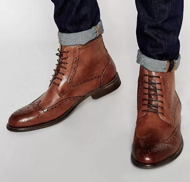 Handmade Mens brown Chukka boot Men wingtip brogue Chukka boots Men ankle boots