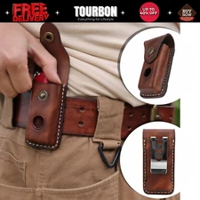 TOURBON Leather Knife Sheath Pocket Case Belt Small Knives Carry Pouch