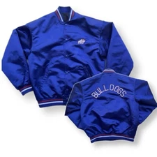 Vintage Satin Variety Jacket Bulldogs Embroidery - Large