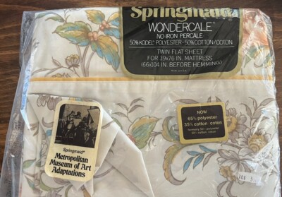 Vtg Springmaid Wondercale Metropolitan Museum of Art Flat Sheet Twin Newburyport