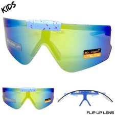 Kids Boys Girls Sports Baseball Cycling Retro Wrap Shield SUN GLASSES Ages 6-12