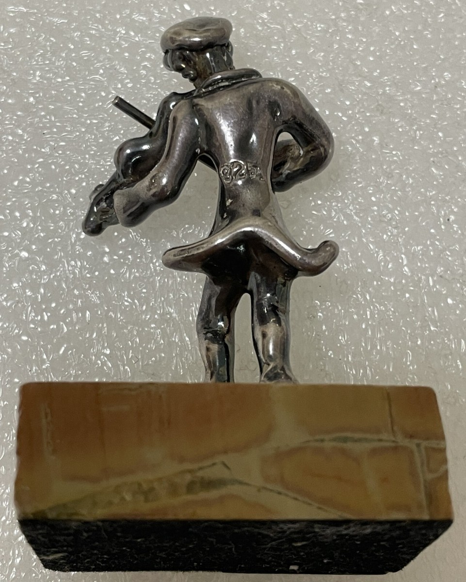 BEN ZION ISRAEL 925 STERLING SILVER JEWISH FIDDLER PLAYS VIOLIN