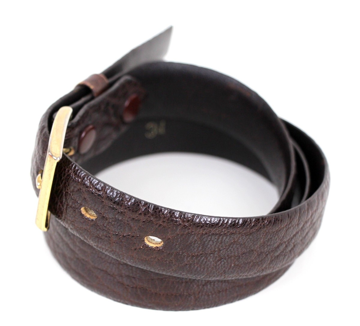 VTG GETCHI GOAT BROWN GENUINE LEATHER 7/8"Wd CASUAL DRESS MEN'S BELT Sz 34 (X18 View 2