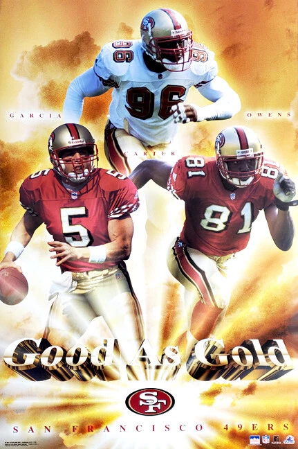 SPORTS POSTER WAREHOUSE San Francisco 49ers GOOD AS GOLD 2001 Terrell Owens, Jeff Garcia 22x34 POSTER
