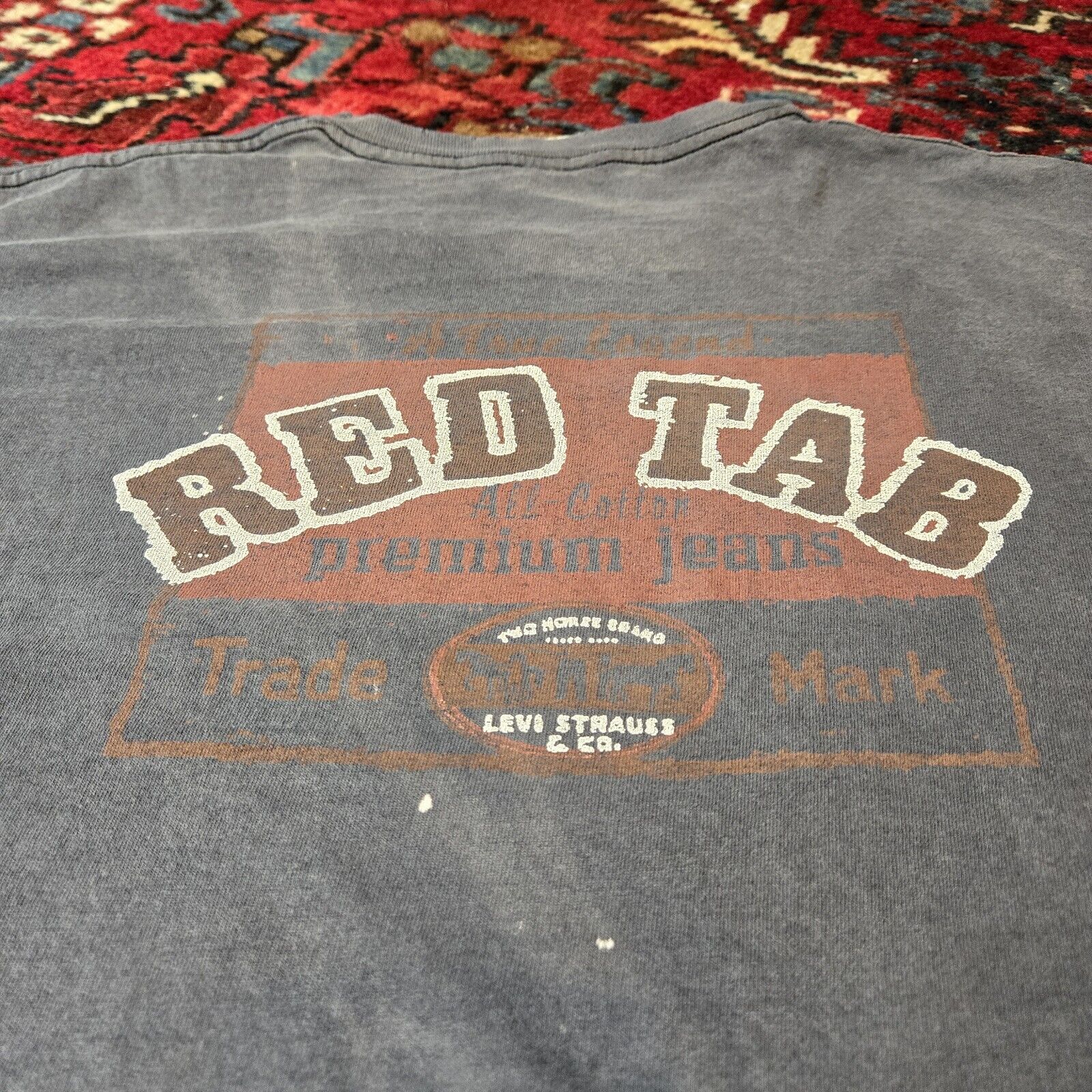 Vtg 1990s Levis Red Tab Shirt Large Faded Black J… - image 9