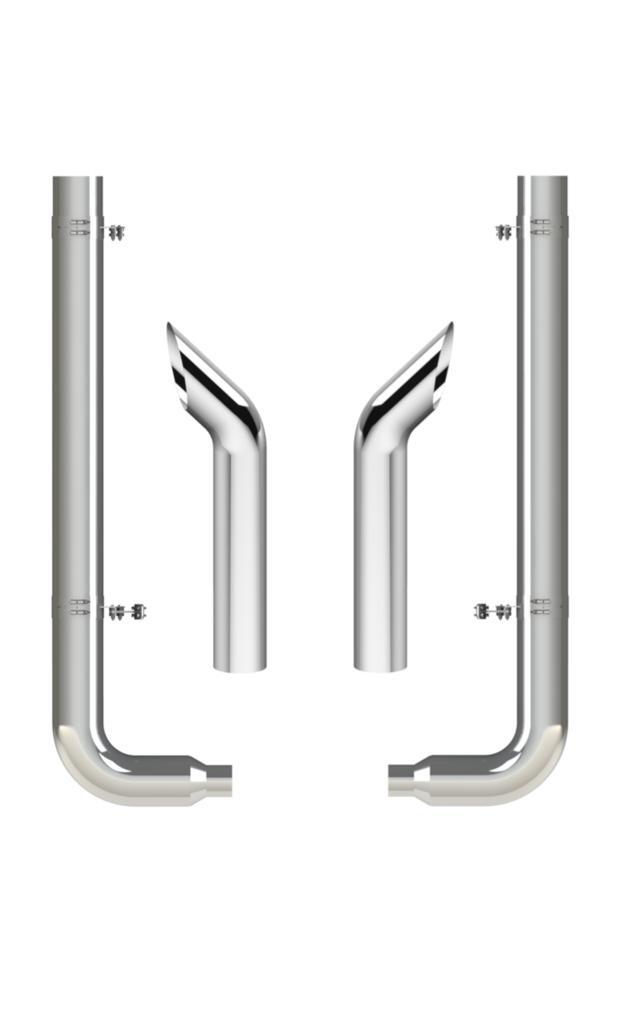 Peterbilt 379 Bull Horn Tip Pickett Elbow Exhaust Stack Set Chromed