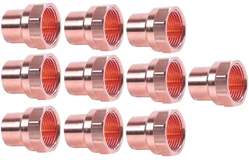 EZ-FLUID Plumbing 1/2" C X FIP Female Adapter LF Sweat Solder Copper Fitting (10