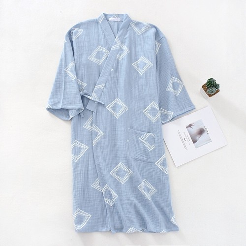 Japanische Baumwolle Yukata Pyjama Kimono Morgenmantel Bademantel Nachtwäsche Loungewear Unisex - Bild 14 von 15