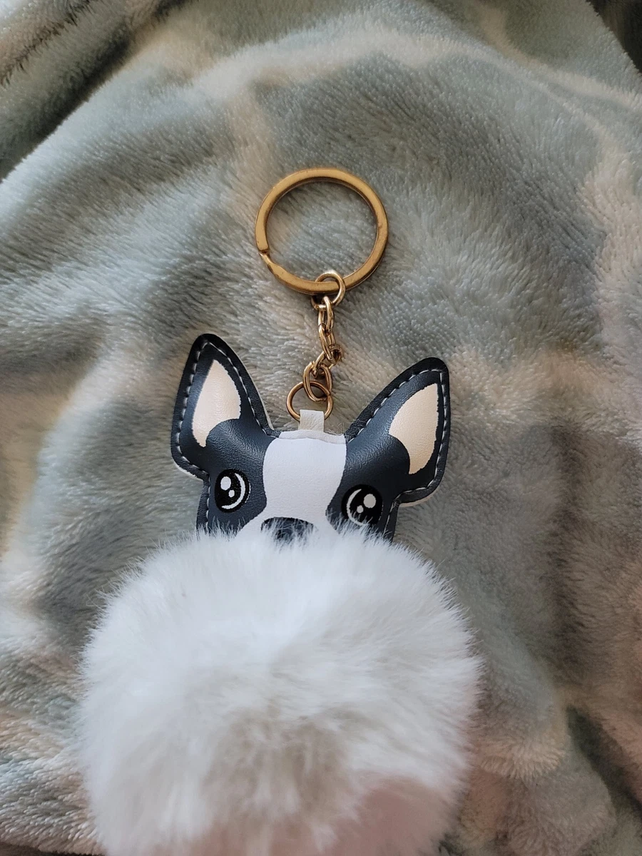 French bulldog bag charm Pom Pom Keychain Fluffy cute