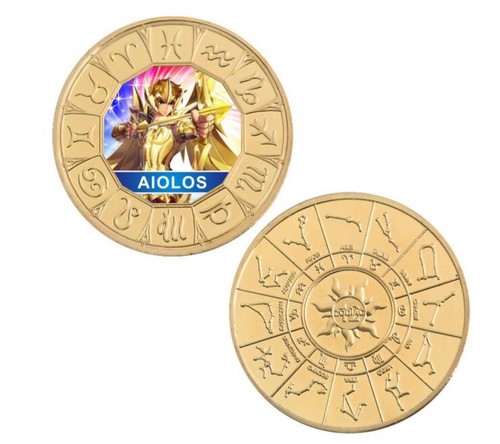 PIÈCE MONNAIE COLLECTION FIGURINE SAINT SEIYA CHEVALIER DU ZODIAQUE D’OR AIOLOS - Imagen 2 de 2