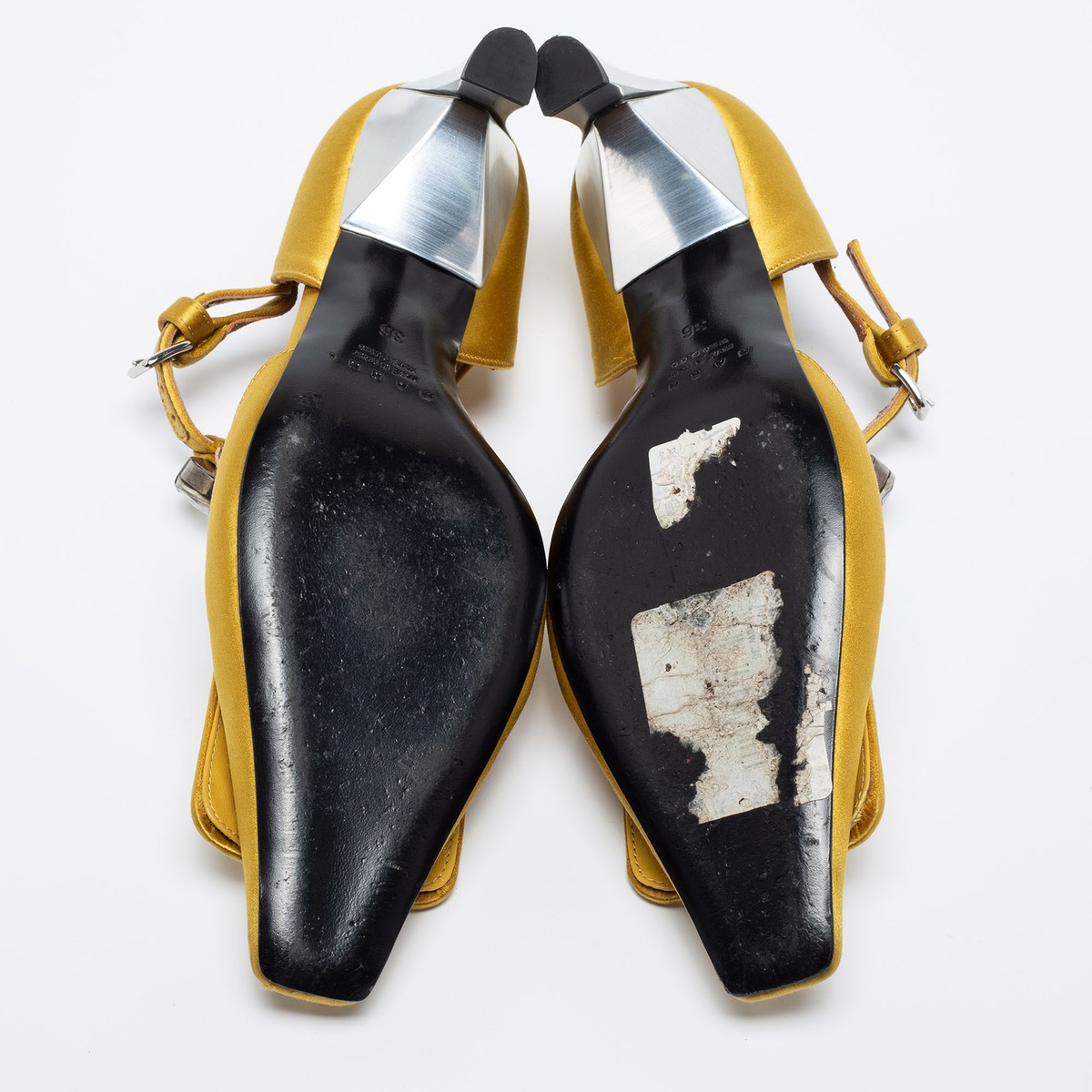 Marni Yellow Satin Crystal Embellished T-Bar Pumps Size 36 Marni Yellow Satin Crystal Embellished T-Bar Pumps Size 36