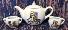 Vtg TCFC Holly Hobby Miniatures Tea Pot With Lid Creamer Sugar No Lid Chipped