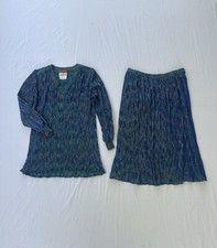 1970s Missoni Metallic Knit Blouse and Skirt Set 70s Designer