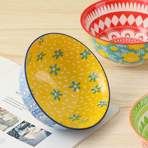Ciotola Colazione Cereali Ceramica - Set Di 6 Scodelle Zuppa Cucina Colorate 700 - Foto 7 di 11
