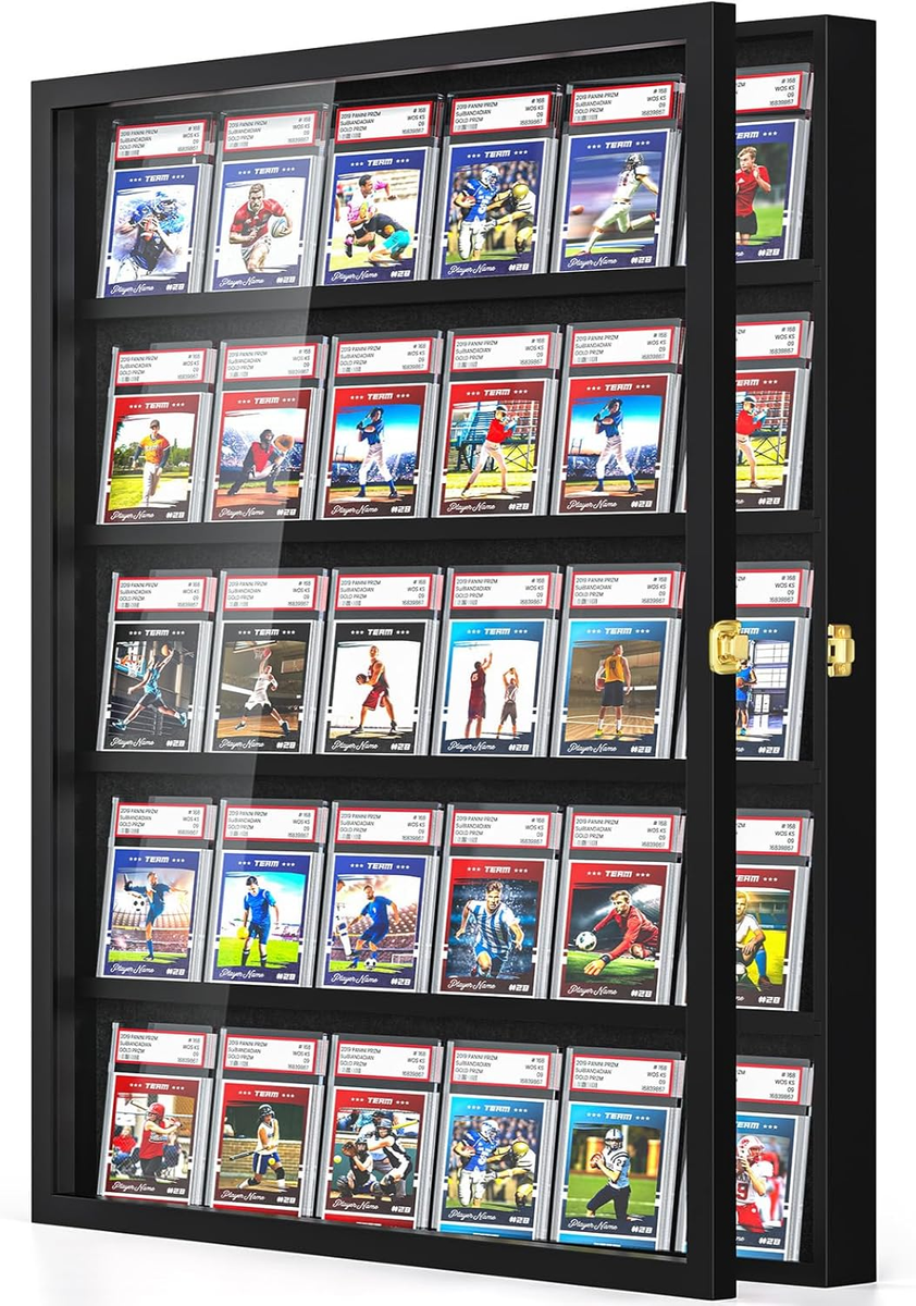 Wall-Mount Baseball Card Display Case for Graded Sports Cards