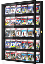 Wall-Mount Baseball Card Display Case for Graded Sports Cards - Black