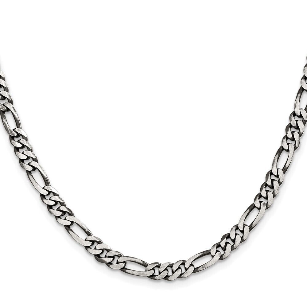 Figaro Chain Necklace 5.5mm Width Lobster Clasp Sterling Silver Figaro Chain Necklace 5.5mm Width Lobster Clasp Sterling Silver