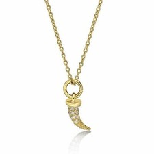 18ct Gold Plated Silver Necklace Tiger Tooth Pendant 18-20 Inch