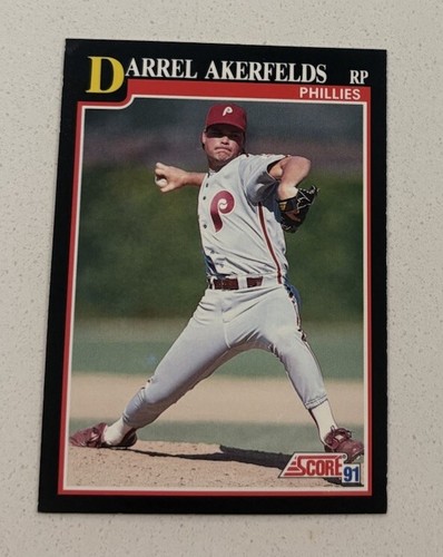 1991 Score Darrel Akerfelds #223 Philadelphia Phillies