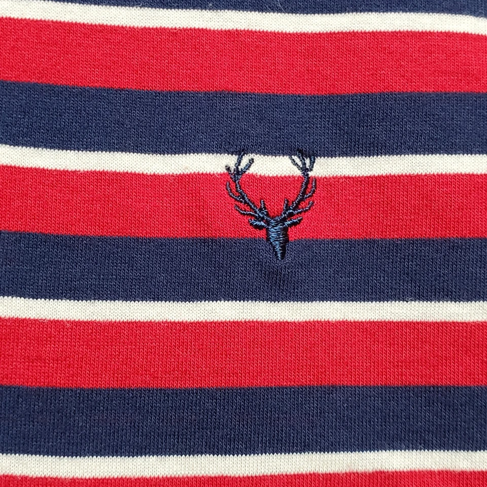 Camisa Polo Allen Solly Para Hombre Grande Roja Blanca Azul Rayas Bordado Logo Algodón Foto 3 de 4