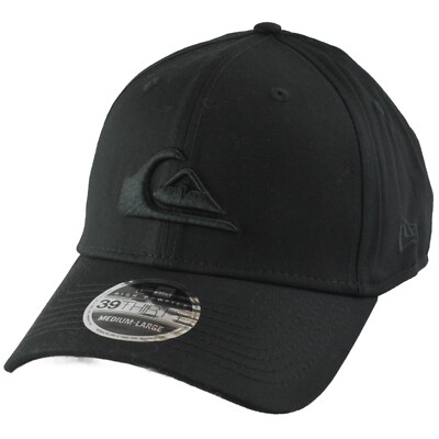 Quiksilver Mountain & Wave Black Logo Flex FIt  Black Hat