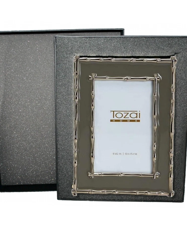 Marco TOZAI Brynn Plateado Bambú Bordeado Taupe Esmalte 4x6 Foto 3 de 4
