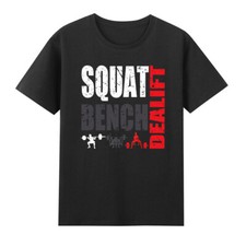 Camiseta para hombre Powerlifting, sentadilla, banco, peso muerto, levantamiento de pesas humor gimnasio cita