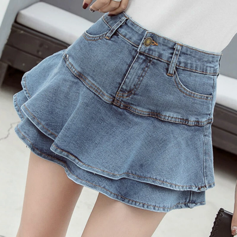 Layered top jean skirt