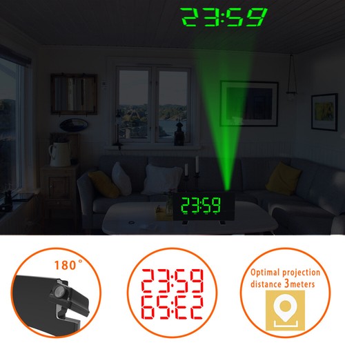 LED Curved-Screen Digital Alarm Ceiling/Wall Projector Dual Clock FM Radio DC 5V - Picture 14 of 14