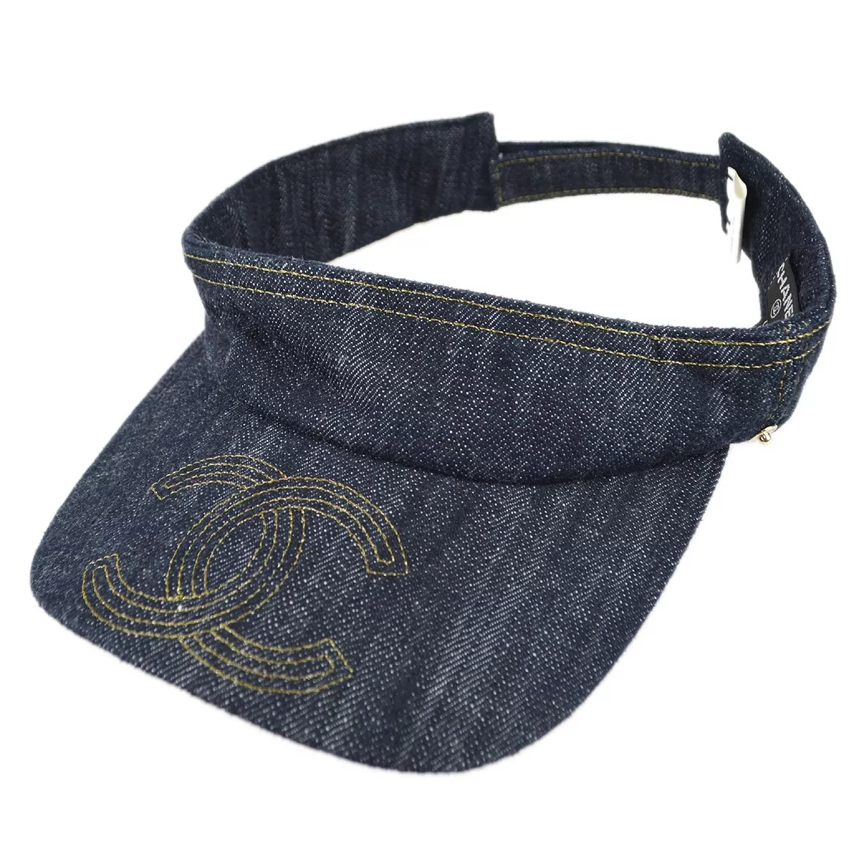 Chanel Sun Visor Hat 100% Cotton Denim #One Size 69776