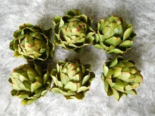 6Pcs Large Green Faux Artichokes  /  Artificial Vase Bowl Filler