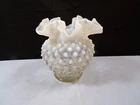 Fenton French Opalescent Hobnail Glass Rose Bowl Vase 4 1/2" Tall INV4